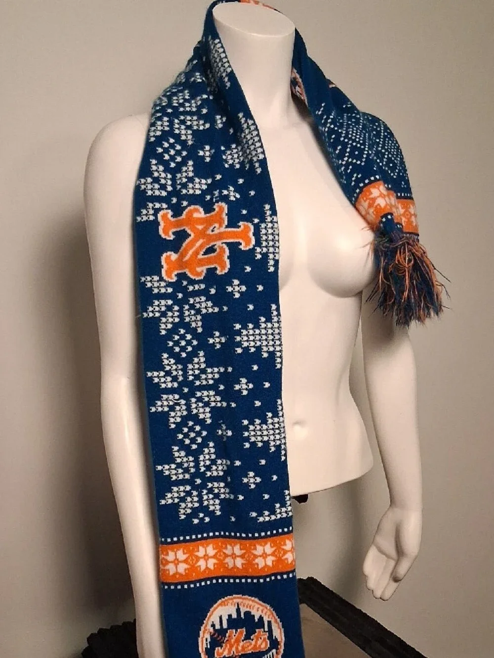 Blue and Orange Knit Team Scarf